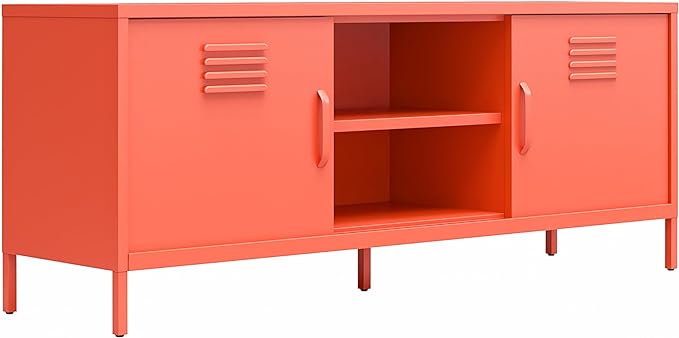 Novogratz Cache Metal Locker-Style TV Stand for TVs up to 65", Orange - LeafyLoom