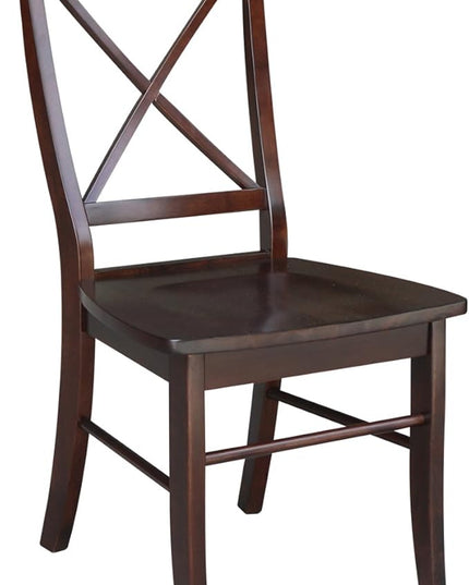 International Concepts X- Back Chair, with Solid Wood Seat, Java - LeafyLoom