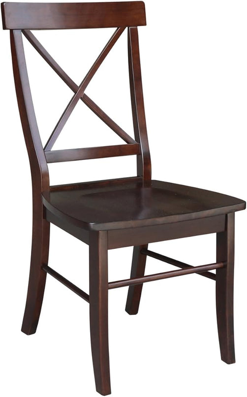 International Concepts X- Back Chair, with Solid Wood Seat, Java - LeafyLoom