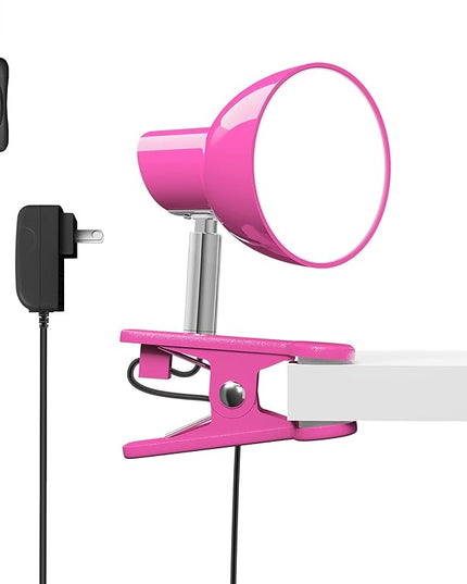 LED Clip on lamp,5W Super Bright Reading Light, 330° Rotation Small Lamp with Clamp on Desk/Table/Bed Headboard/Cupboard Home Lighting, Modern and Save Space Illumination Powerful Lamp Pink - LeafyLoom
