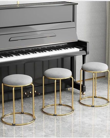 Velvet Bar Stool Backless Bar Stools Counter Stools Vanity Stools salon backless bar stools Round Stool Stackable Round Chairs Dining Chairs Set of 5 Pack,for Dinning,Kitchen,salon,Semina. - LeafyLoom