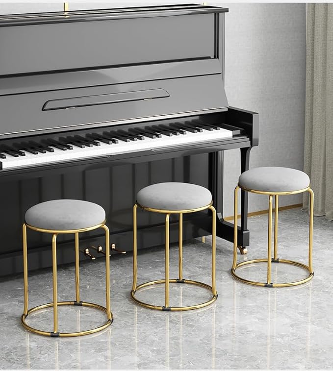 Velvet Bar Stool Backless Bar Stools Counter Stools Vanity Stools salon backless bar stools Round Stool Stackable Round Chairs Dining Chairs Set of 5 Pack,for Dinning,Kitchen,salon,Semina. - LeafyLoom