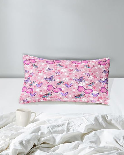 Kids Butterfly Comforter Set - Butterfly Twin Bedding Set Pink Butterflies Prints Bedding Set for Girls Room Cute Princess Bedding Sets for All Season Butterfly Bed Set, 1 Comforter + 1 Pillowcase - LeafyLoom