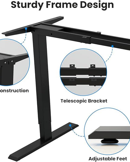 Dual Motor Standing Desk Frame- Heavy Duty Electric Desk Legs, Adjustable Desk Base, Sit Stand Up Desk Frame with Memory Controller for 43''-70'' Desktop, Home & Office DIY Workstation - LeafyLoom