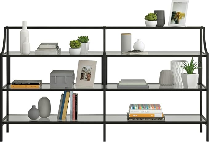 Sauder Harvey Park Bookcase/Book Shelf and Console Table, Black Finish - LeafyLoom