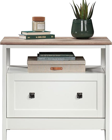 Sauder August Hill Lateral File, L: 19.53" x W: 32.28" x H: 29.25", Soft White Finish - LeafyLoom