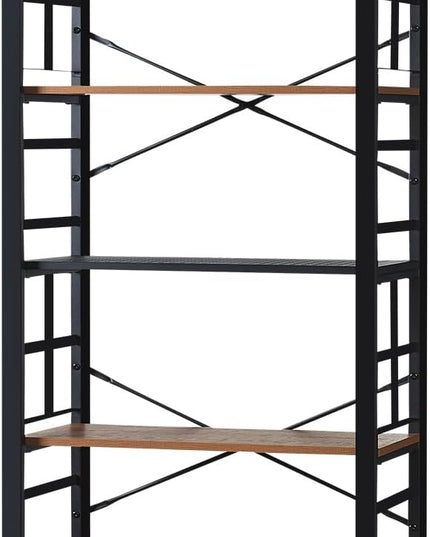 HOMBAZAAR Bookshelf,7 Tier Tall Bookshelf with Metal Frame,Open Bookshelves and Bookcases,Industrial Book Shelf for Living Room,Home Office and Bedroom,Rustic Brown - LeafyLoom