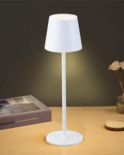 Cordless Table Lamps USB Rechargeable Simplicity Desk Lamp Built-in 4600 mAh Battery LED Battery Operated lamp with Touch Control Table lamp - Bedroom/Desk/Reading/Patio(White) - LeafyLoom
