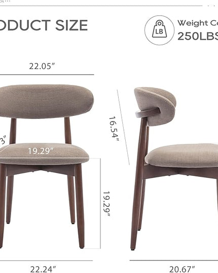 COLAMY Wooden Dining Chairs Set of 6, Modern Fabric Upholstered Kitchen Side Chairs, Farmhouse Dining Room Chair with Foot Pegs, Camel - LeafyLoom