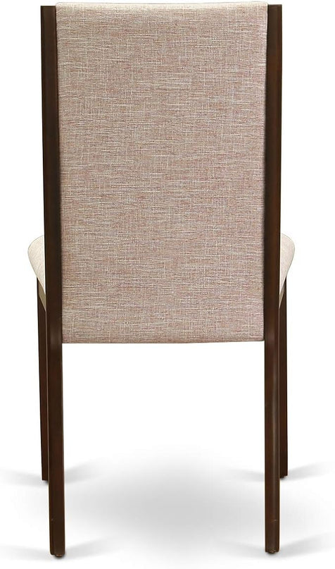 East West Furniture NDLA3-MAH-04 Norden 3 Piece Dining Set Contains a Rectangle Kitchen Table with Dropleaf and 2 Light Tan Linen Fabric Upholstered Chairs, 30x48 Inch, Mahogany - LeafyLoom