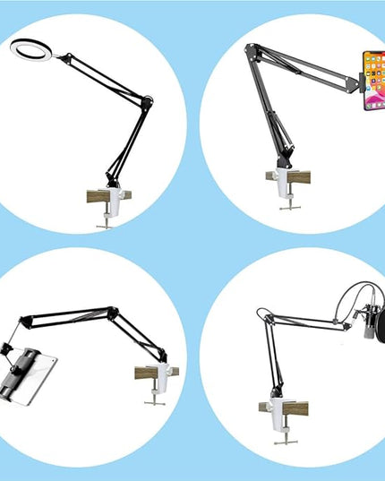 Desk lamp Clamp: 2PACK 1/2 Enlarge Hole Replacement C Clamp for Desk Light,Magnifying Glass with Light,Table Mic Stand,Mic Arm Desk Mount,Swing Arm Phone Holder,for Home Office Work Task (WHITE) - LeafyLoom