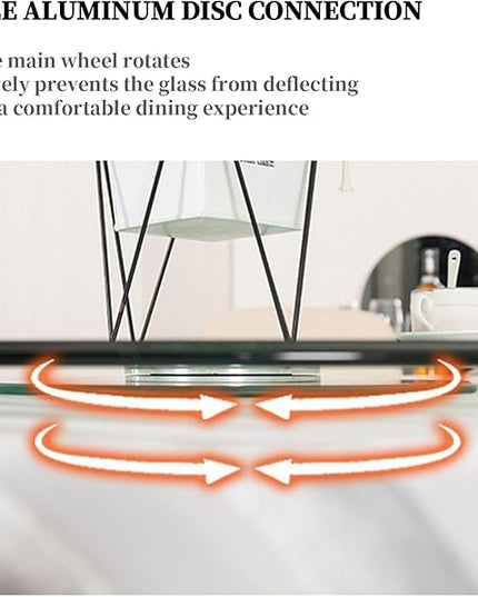 23 Inches Glass Lazy Susan for Table Top, Large Lazy Susan Turntable Fits for Family Gatherings, Banquets, Weddings, and Restaurants Plate Silent & Smooth Spin - LeafyLoom