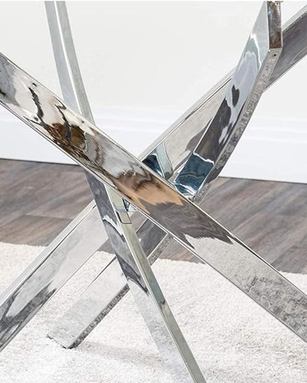 Round Tempered Glass Dining Table for 2-4 with Chromed Legs, 31.5 Inch Modern Small Kitchen Table Dining Room Table for Kitchen Dining Room (White/Silver) - LeafyLoom