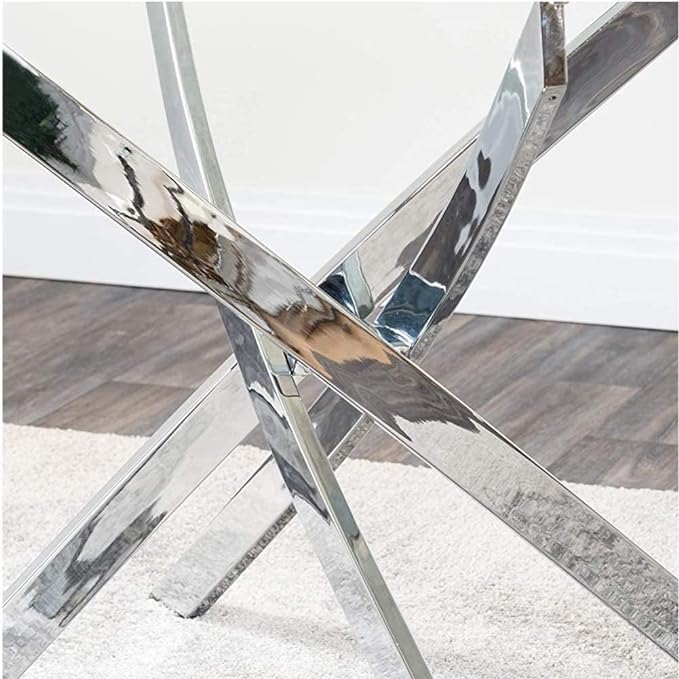 Round Tempered Glass Dining Table for 2-4 with Chromed Legs, 31.5 Inch Modern Small Kitchen Table Dining Room Table for Kitchen Dining Room (White/Silver) - LeafyLoom