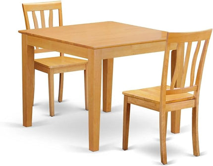 East West Furniture OXAN3-OAK-W Oxford 3 Piece Kitchen Set for Small Spaces Contains a Square Table and 2 Dining Room Chairs, 36x36 Inch - LeafyLoom