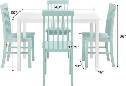 Walker Edison 4 Person Modern Farmhouse Wood Small Dining Table Dining Room Kitchen Table Set 4 Chairs Set, 48 Inch, White and Grey - LeafyLoom