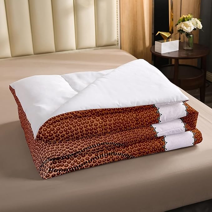 Erosebridal Football Comforter Set King Size Outdoor Games Sports Bedding Sets for Boys Kids Teen Men Red Brown Ball Comforter Football Athletic Quilted Duvet with 1 Comforter and 2 Pillow Cases - LeafyLoom