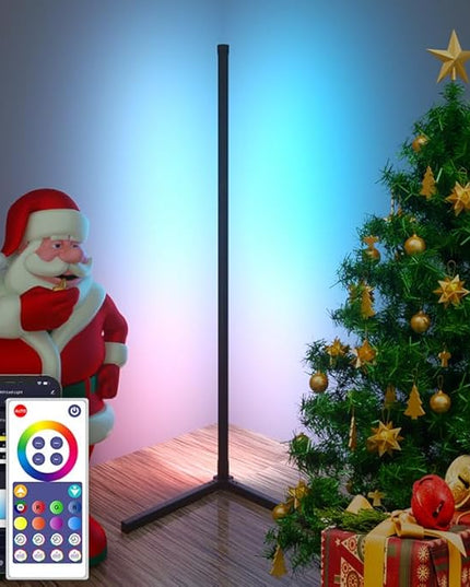 RGB Corner Floor Lamp, 47.24in RGB Color Changing Mood Light WIFI APP and Remote Control Music Sync LED 16M Dimmable Modes Modern Floor Lamp for Living Room, Light Timing - LeafyLoom