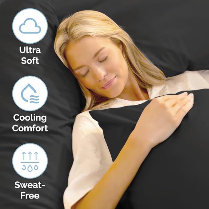 Split King Size 5 Piece Sheet Set - Comfy Breathable & Cooling Sheets - Hotel Luxury Bed Sheets for Women & Men - Deep Pockets, Easy-Fit, Soft & Wrinkle Free Sheets - Black Oeko-Tex Bed Sheet Set - LeafyLoom