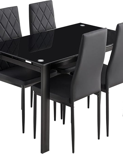 NicBex Dining Room Table Set for 4 Kitchen Table and Chairs 5-Piece Dining Table Set, Dining Table and Chair for Kitchen, Dining Room, Dinette, Breakfast Nook, Black - LeafyLoom