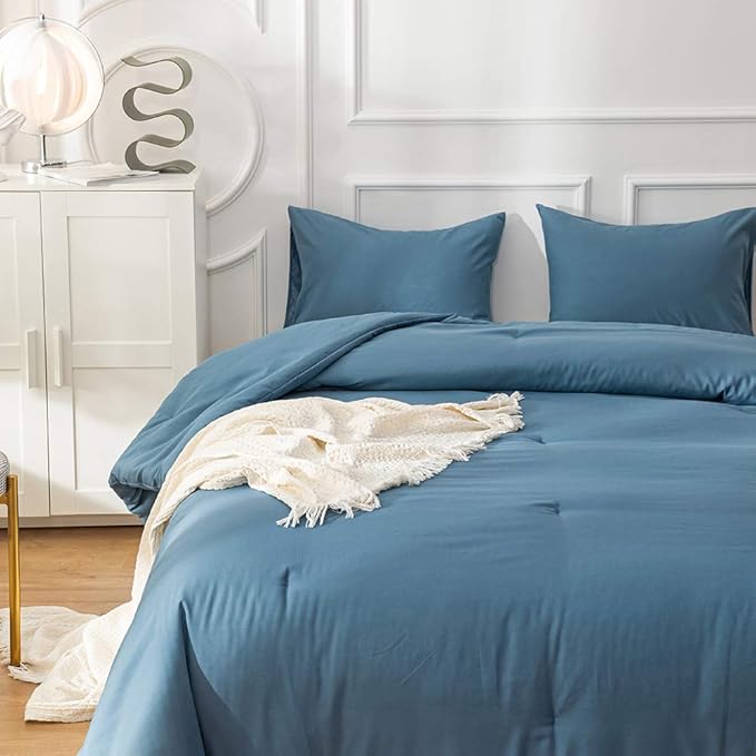 Lake Blue Comforter Set Full Solid Blue Bedding Quilt Set Boys Bright Blue Blanket Set for Kids Teens Adult Lightweight Breathable Durable Royal Blue Comforter Set Women Bed Comforter Set - LeafyLoom