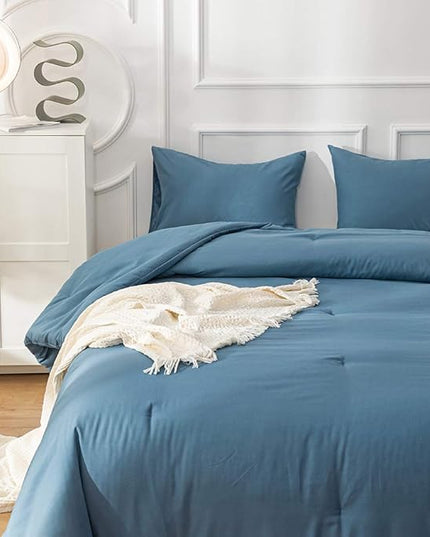 Lake Blue Comforter Set King Solid Blue Bedding Quilt Set Men Bright Blue Blanket Set Adult Lightweight Breathable Durable Royal Blue Comforter Set Women Bed Comforter Set Breathable Bedding - LeafyLoom