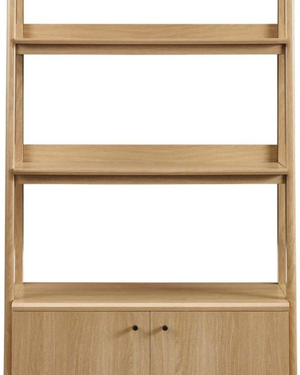 Modway 33" Bookshelf Display Case in Oak - LeafyLoom