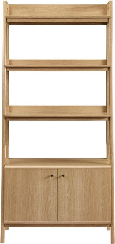Modway 33" Bookshelf Display Case in Oak - LeafyLoom