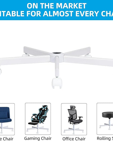 Purgreen Home Office Swivel Chair Base – Durable, Steady and Easy Installation – Perfect for Criss Cross and Cross Legged Chairs with Replacement Casters (White, Base+Wheel), KING24AER01 - LeafyLoom
