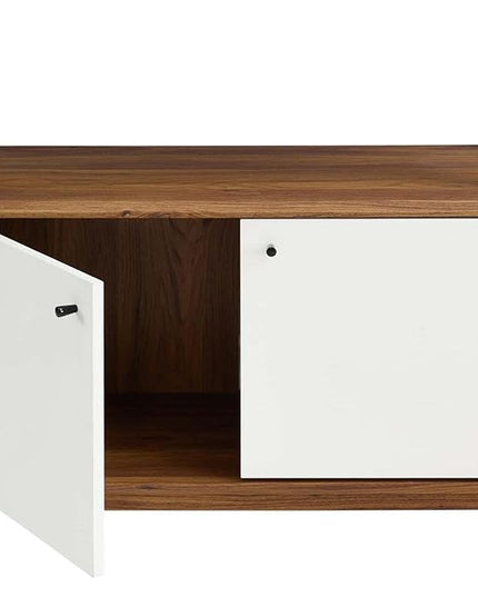 Modway Bixby Display Case, 33" Bookshelf, Walnut White - LeafyLoom