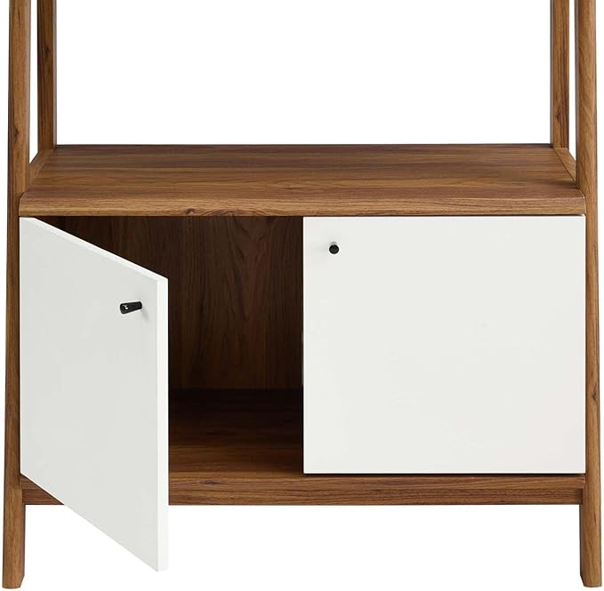 Modway Bixby Display Case, 33" Bookshelf, Walnut White - LeafyLoom