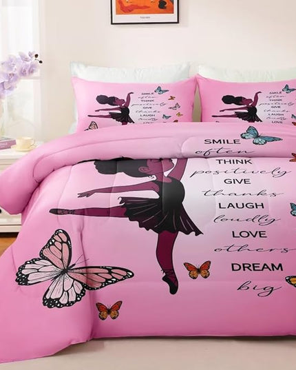 Black Girl Comforter Queen Sets,Black Girl Magic Bedding Set,African American Girl Comforter Set for Kids Teens,Cute Afro Melanin Princess Toddler Bed Set - LeafyLoom