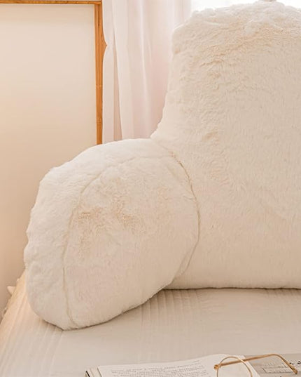 Aimuan Reading Pillow Bed Rest Wedge Large Adult Backrest Pillow with Arms Back Support for Sitting Up in Bed Cushion Incline Rest Sleeping Snoring Pillow, Ivory - LeafyLoom