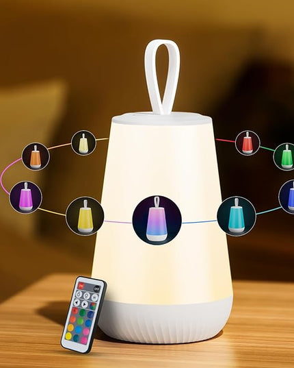 Dimmable Night Light Touch Lamp for Bedroom Rechargeable Remote Bedside Lamp Portable Hanging Table Lamp Changeable Warm White Light Perfect Toy Gift for Kids Adults - LeafyLoom