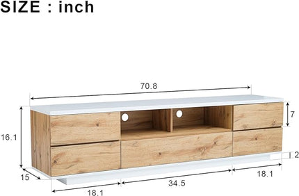 NicBex TV Stand for 80 Inch TV Modern TV Media Console Table with Large Storage Cabinet, Door Rebound Device,Entertainment Center with Storage for Living Room,Bedroom,70.8 Inch,Natural - LeafyLoom
