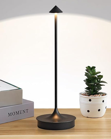 Cordless Table Lamps Rechargeable, LED Desk Lamp 4000mAh Battery Operated Outdoor Waterproof Portable Touch Dimmable Table Light for Patio/Restaurant/Bar/Indoor (Black-1PC) - LeafyLoom