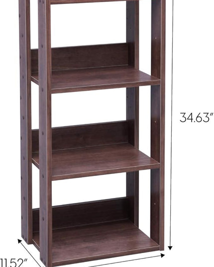 IRIS USA 3-Tier 16" Medium Open Wooden Bookshelf with Adjustable Shelves, Easy Assembly Bookcase Farmhouse Shelf for Small Spaces Bedroom Office Living Room Indoor, Brown - LeafyLoom