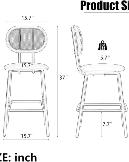 NicBex Kitchen Table for 2 Table and Chairs Dining Room Set Modern Dining Table 2-Piece Rattan Bar Chair Set with Metal Frame for Home or Hotel Dining Room, Kitchen or Bar, Black - LeafyLoom