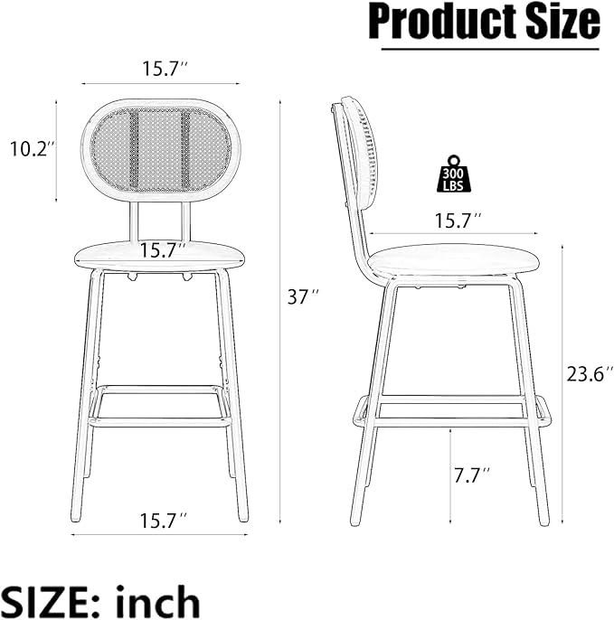 NicBex Kitchen Table for 2 Table and Chairs Dining Room Set Modern Dining Table 2-Piece Rattan Bar Chair Set with Metal Frame for Home or Hotel Dining Room, Kitchen or Bar, Black - LeafyLoom