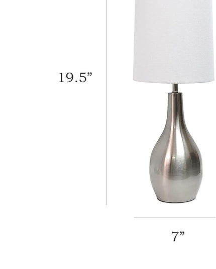 Simple Designs LT3303-BSN 1 Light Tear Drop Table Lamp, Brushed Nickel (Pack of 4) - LeafyLoom