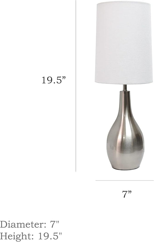 Simple Designs LT3303-BSN 1 Light Tear Drop Table Lamp, Brushed Nickel (Pack of 4) - LeafyLoom