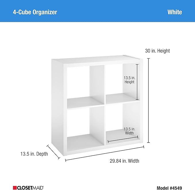 ClosetMaid 4549 Decorative Open Back 4-Cube Storage Organizer, White - LeafyLoom