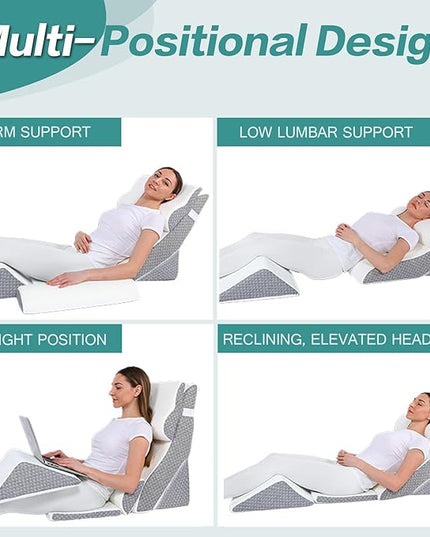 6Pcs Wedge Pillow for Sleeping, Orthopedic Bed Wedge Pillows for After Surgery, Foam Triangle Sit Up Pillow Wedge for Back, Neck, Shoulder Support, Leg Elevation, Acid Reflux Charcoal Grey - LeafyLoom