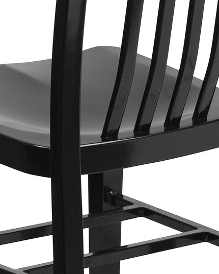 Flash Furniture Commercial Grade Black Metal Indoor-Outdoor Chair - LeafyLoom