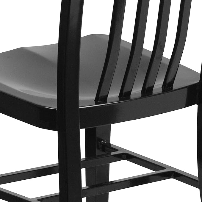 Flash Furniture Commercial Grade Black Metal Indoor-Outdoor Chair - LeafyLoom
