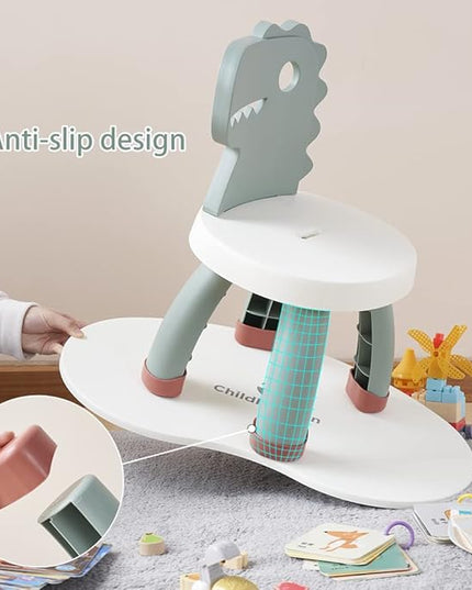Toddler Chair,Plastic Kids Dino Chair,Sturdy Durable and Lightweight Toddler's Activity Chairs,Anti-Slip Ergonomic Design kids step stool,Indoor or Outdoor Use for Boys Girls Aged 1+ (Green) - LeafyLoom
