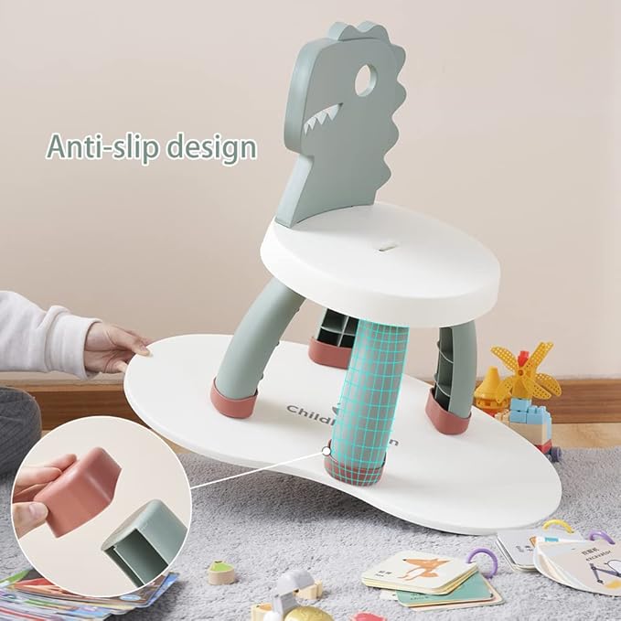 Toddler Chair,Plastic Kids Dino Chair,Sturdy Durable and Lightweight Toddler's Activity Chairs,Anti-Slip Ergonomic Design kids step stool,Indoor or Outdoor Use for Boys Girls Aged 1+ (Green) - LeafyLoom