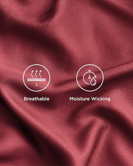 Bedsure King Size Sheet Set, Cooling Sheets King, Rayon Derived from Bamboo, Deep Pocket Up to 16", Breathable & Soft Bed Sheets, Hotel Luxury Silky Bedding Sheets & Pillowcases, Burgundy - LeafyLoom