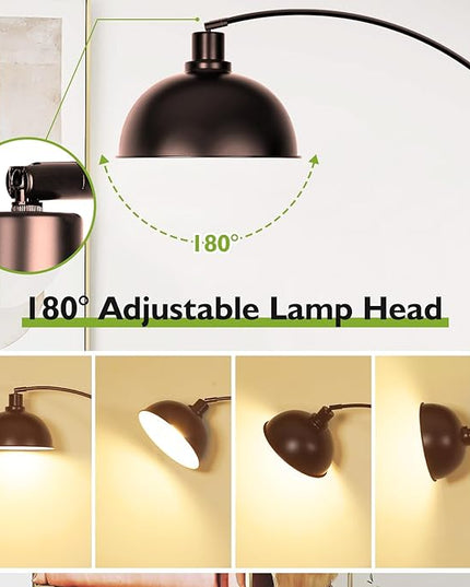 Arc Floor Lamps for Living Room,Modern Tall Standing Lamp Remote Control,Stepless Dimmable Bronze Floor Lamp with Hanging Dome Shade,Over Couch Arched Reading Lamp for Bedroom, Office (Bulb Included) - LeafyLoom
