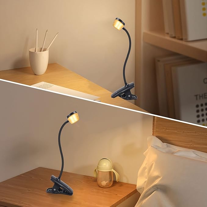 Clip on Light Reading Lights, 36 LED USB Desk Lamp with 5 Color 5 Brightness, Eye Protection Book Clamp Light, Perfect for Video Conference Lighting, Desk, Bed Headboard and Computers (Black) - LeafyLoom